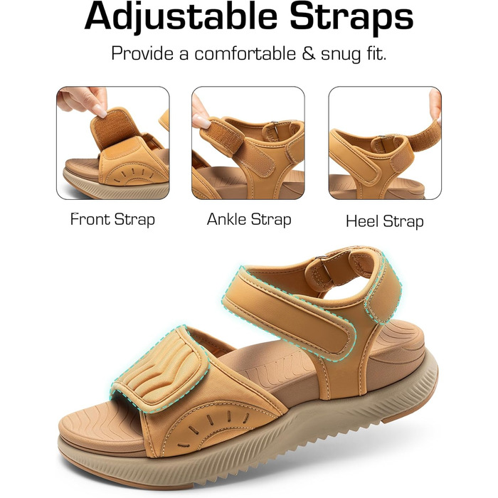 Сандалі жіночі Dream Pairs Trekkingsandalen - спортивні, дихаючі, для піших прогулянок, розмір 41.5 EU, коричневі