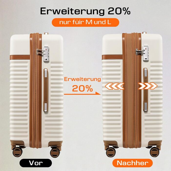 Набір валіз Joyway з ABS-пластику, розширюваний, на 4 колесах, з TSA-замком. Включає: 1 велика сумка, 1 косметичка (білий, M)