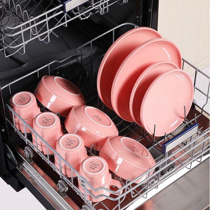 Порцеляновий обідній сервіз на 12 осіб, 48 предметів, рожевий, вінтажний стиль