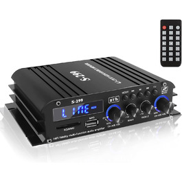 Etlephe 4.1-канальний підсилювач 1600Вт, Bluetooth 5.0, 4×50Вт + активний сабвуфер, Hi-Fi інтегрований підсилювач для домашньої або автомобільної акустики S-299