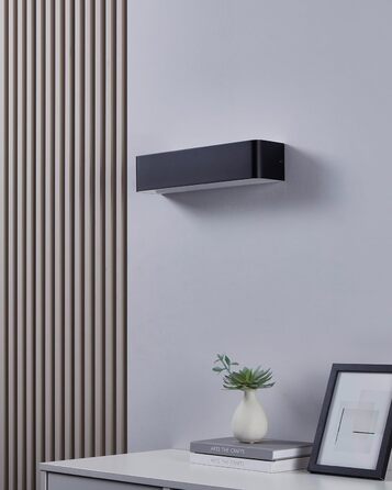 EGLO LED Wall Lamp Sania 5, 1-light wall lamp modern, minimalist, wall lighting made of metal in white, plastic in satin finish, LED bathroom lamp warm white, L, IP44 (36.5 cm, Black)