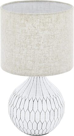 Настільна лампа EGLO Bellariva: кераміка, кремовий колір, тканина білого кольору, з вимикачем, E14, для вітальні та спальні