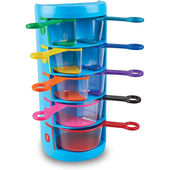 Learning Resources Rainbow Fraction Measuring Cups Set of 9 Fraction Manipulatives, Kids Measuring Cups, Baking Supplies for Kids, for Kids' Kitchen, School Supplies