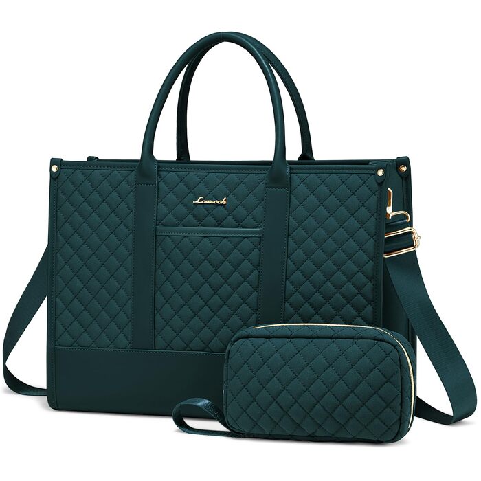 Сумка для ноутбука LOVEVOOK жіноча водонепроникна, велика сумка для роботи, навчання, офісу (17 дюймів, темно-зелена)