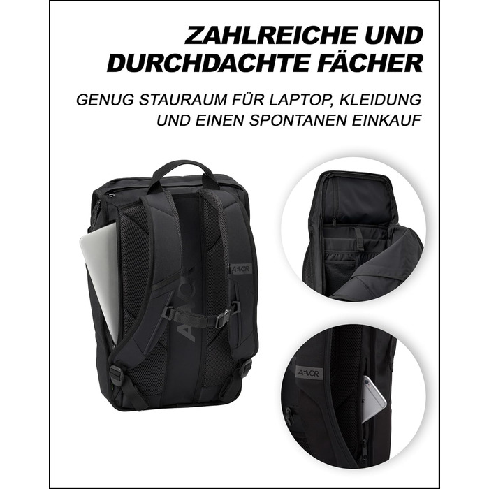 Рюкзак AEVOR Daypack 18 л, водовідштовхувальний, для ноутбука 15'', багато кишень, дихаюча спинка