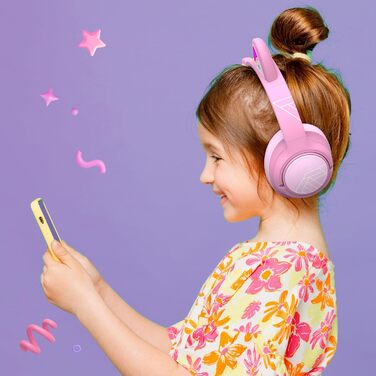 Дитячі навушники PowerLocus Bobo Bluetooth з LED-підсвічуванням, обмеженням гучності та мікрофоном (рожеві)