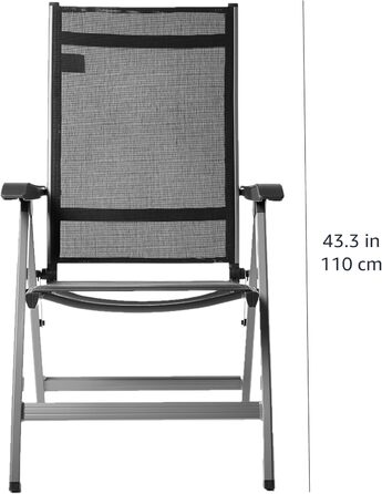 Крісла для тераси Amazon Basics, 5 положень, сірі, подвійний набір, 69x60.5x110 см