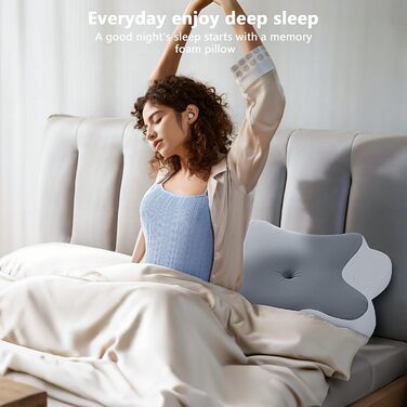 Подушка для шиї JINXIA: ергономічна ортопедична подушка з memory foam, сіра, для сну на боці, спині та животі