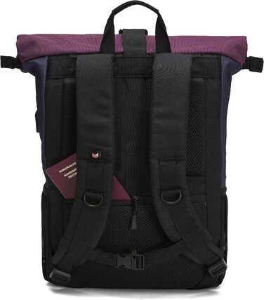 Жіночий рюкзак Ela Mo Rolltop: антикрадійний, для ноутбука, школа, університет, бізнес (Berry)