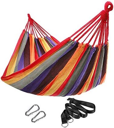 Гамак SONGMICS для двох осіб 210x150 см, до 300 кг, червоно-жовтий (GDC15C) - для тераси, балкону, відпочинку на природі