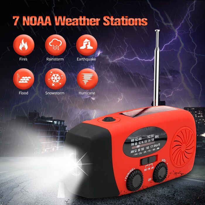 Радіо NOAA iRonsnow 5000 mAh для надзвичайних ситуацій: FM/AM, ручний привід, сонячне, з SOS, LED-ліхтарик, зарядка для телефону, кемпінг, виживання (чорний)