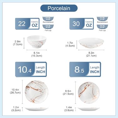 LOVECASA Sweet: Сервіз Porzellan Daphne 32-елементний, з золотим декором, для 8 осіб (білий)