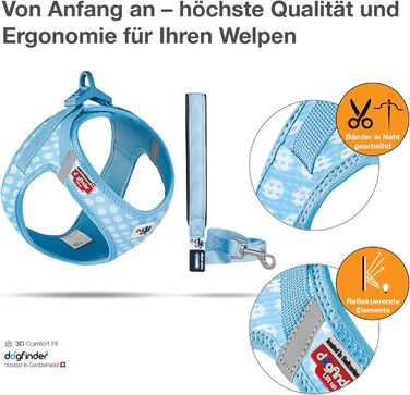 Шлейка для собак Air-Mesh блакитна з коламі, розмір M & поводок L блакитний з коламі