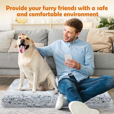 Крісло-ліжко для собак MDDK, 75x50x8 см, сіре. М'яке, з довгим плюшем, для комфортного сну вашого улюбленця