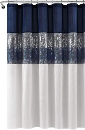 Штора для душу Lush Decor Night Sky, 183x183 см, сірий та білий колір