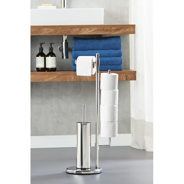 Набір для туалету WENKO Neo: тримач туалетного паперу та щітки, нержавіюча сталь, сріблястий, 30 x 73 x 20 см