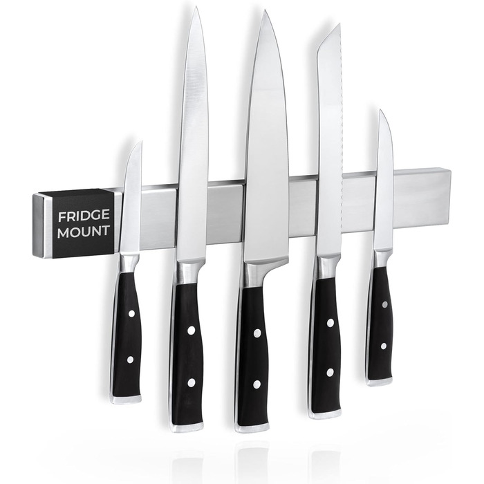 CUCINO Magnetic Knife Strip with Extra Strong Magnet - Specifically for the Refrigerator, Double-Sided Stainless Steel Strip - 40cm