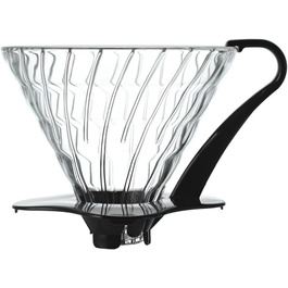 Скляний кавовий дрипер HARIO V60 03, прозорий, чорний