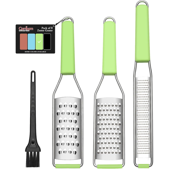 Lemon Zester, Cheese Grater, Citrus Zester, 3 Pack, 304 Stainless Steel, a sharp tool for Parmesan cheese, ginger, garlic, nutmeg, chocolate, vegetables, fruit, dishwasher safe, with