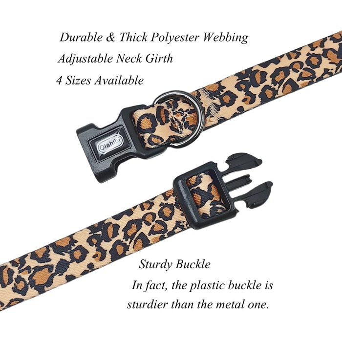 Набір повідка та нашийника для собак, леопардовий принт, поліестер, 150 см, для маленьких собак (розмір S, коричневий леопард)