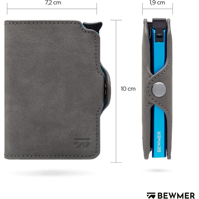 BEWMER Елегантне шкіряне картхолдер/портмоне преміум-класу | RFID-захист | Для жінок та чоловіків (Темно-синій)