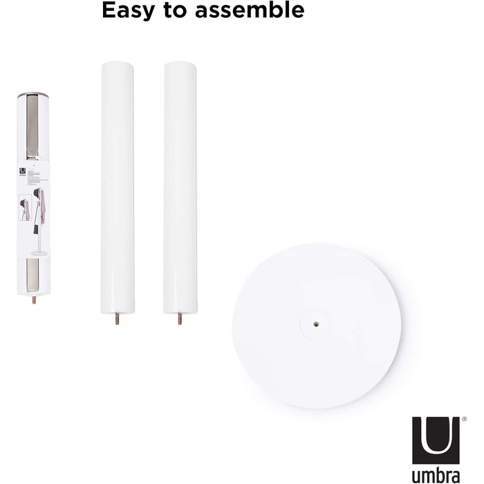 Umbra Flapper Coat Rack – Clothes Rack with 9 Foldable Hooks for Entryway and Office, Wood, White, 57.2 x 57.2 x 165.1 cm, White
