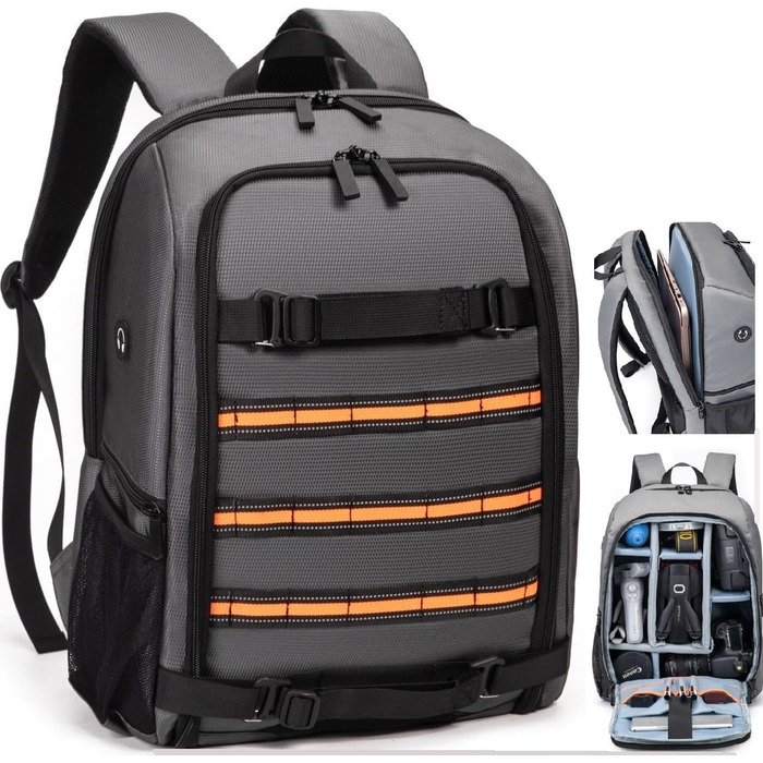 Рюкзак для камери Horfccid 23L: фотосумка, сумісна з DSLR, 15.6'' ноутбук, сірий