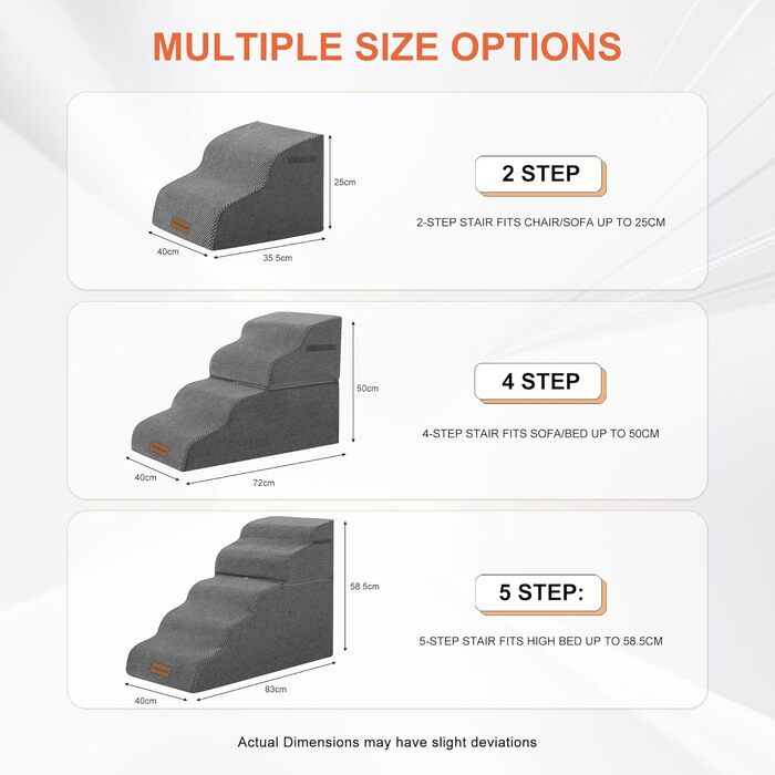 Trhillsbrad Dog Stairs, 5 Steps for Small Dogs, High-Density Foam Pet Stairs, Washable Cover and Non-Slip Bottom (Foldable Dog Stairs, 4 Steps)