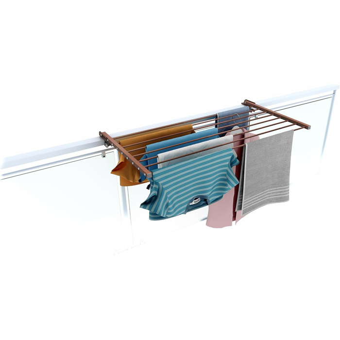 Сушарка для білизни Foxydry Duo для балкона, тераси та перил з нержавіючої сталі та алюмінію, коричнева, 102 см