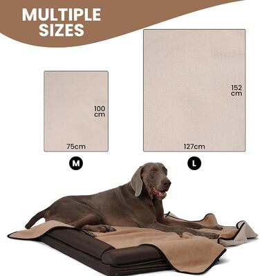 Водонепроникний коврик для собак PETTOM 152x127см, м'який коврик для великих і маленьких собак, захисний коврик для дивану, ліжка, автокрісла, меблів - 30°C, (L, Коричневий верблюд)