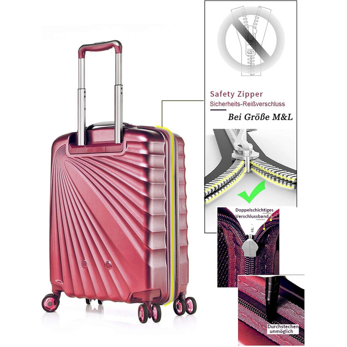 ABISTAB VERAGE Kinetic 4-Double-Wheel Trolley, large, weight -76cm, 106-127 expandable, TSA lock, ABS/PC hard-shell suitcase, travel suitcase, Burgundy (Burgundy, M)