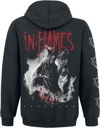 Чоловіча чорна толстовка-худі In Flames з принтом альбому Foregone, офіційний мерч гурту, розмір S