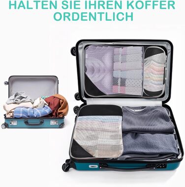 Набір кубиків-органайзерів для подорожей MEUVO - 5 шт., чорний. Компресійні сумки для валізи або рюкзака, водонепроникні