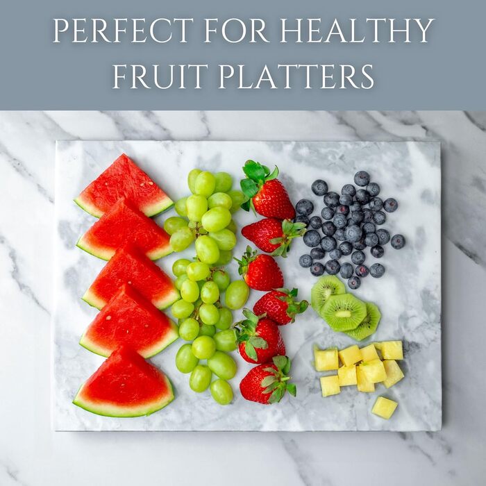 Обрізна дошка Homiu з мармуру, 40 x 30 см, термостійка, антиковзна, білий мармур