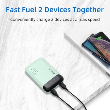 Портативний зарядний пристрій Power Bank 10000mAh з 2 USB виходами та USB-C входом (зелений)