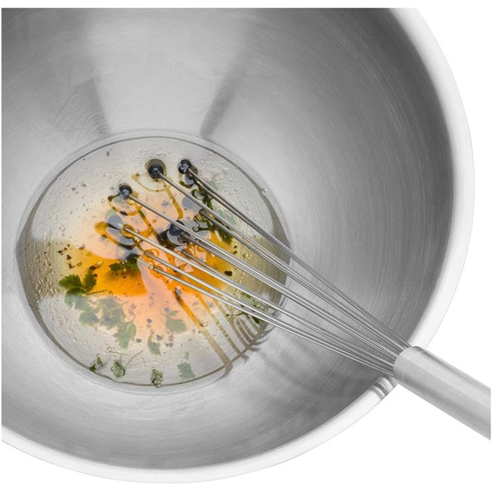 Змішувач WMF Profi Plus Rührblitz з силіконовими кульками, Cromargan нержавіюча сталь матова, термостійкий силікон до 200°C, вінчик для збивання, з отвором для підвішування