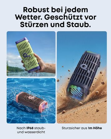 Портативна Bluetooth колонка Soundcore Boom 3i Anker: Водонепроникна (IP68), 50W, BassUp 2.0, до 16 годин, з підсвіткою та TWS, зелений