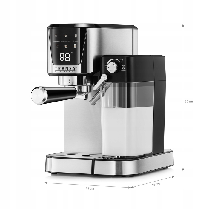 Рістковий кавомашина Transa Electronics 1350 Вт, 20 бар, срібляста
