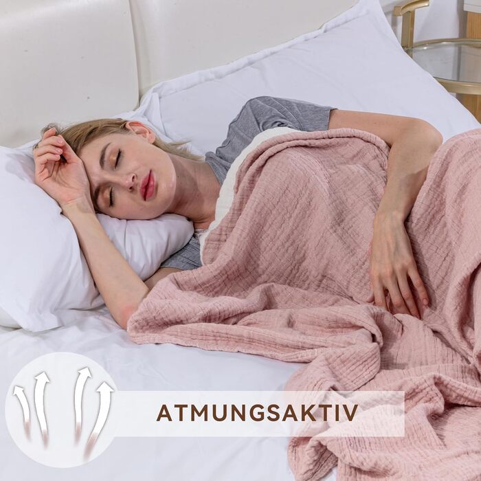 М'яка ковдра Softexly з бавовни 100%, 4-шарова муслінова ковдра, плед для ліжка, дивана, інтер'єру. Плед Softexly 130x150 см (білий, оранжевий, 150x200 см)