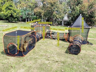 Туннель-намет 2-в-1 для котів та собак, складаний, для вулиці, Pop-Up вольєр для домашніх тварин, огорожа, будиночок (Стиль 5)