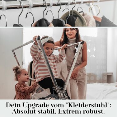 Clothes Rack / Laundry Rack + Bag Moritz [Extendable 1.30-2.0m, foldable, very stable stainless steel] Clothes Rail, Coat Rack, Entrance Hall Coat Rack, Open Wardrobe (Silver, with hooks / with bag / with wheels)