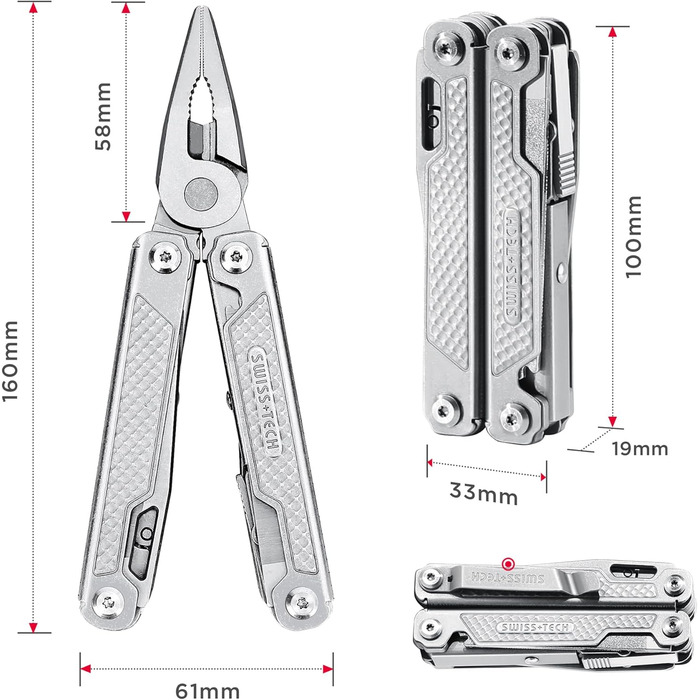 Мультитул Swiss+Tech 17-в-1 з нержавіючої сталі - мультиінструмент для кемпінгу, туризму та ремонту