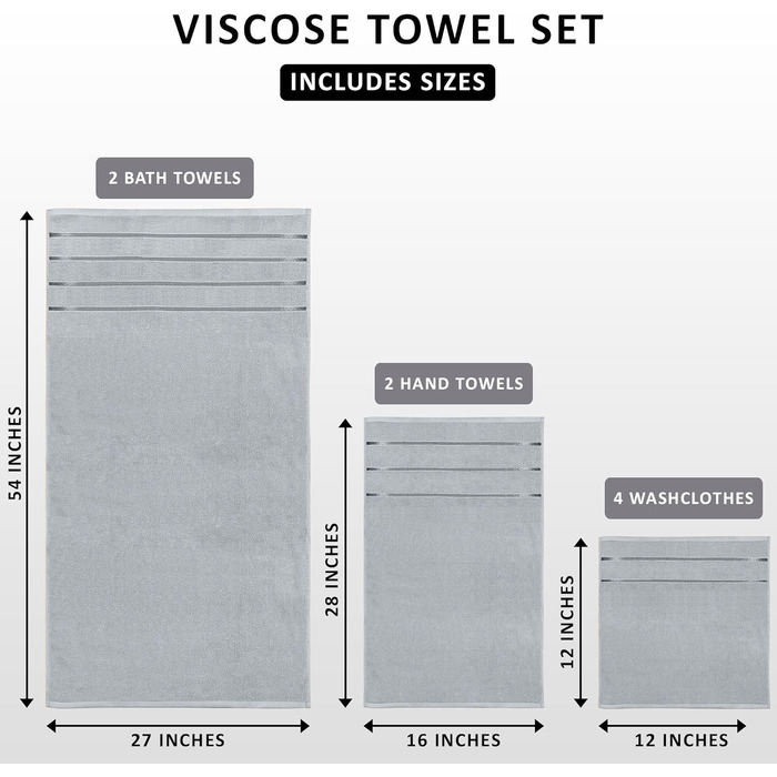 Набір рушників для ванної Utopia Towels, сірий (8 шт.): 2 банні рушники, 2 рушники для рук, 4 маленькі рушники для обличчя, бавовняні, гігроскопічні