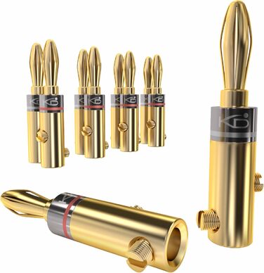 Бананові конектори KabelDirekt (5 пар) - для акустичних кабелів до 6 мм², позолочені, гвинтові