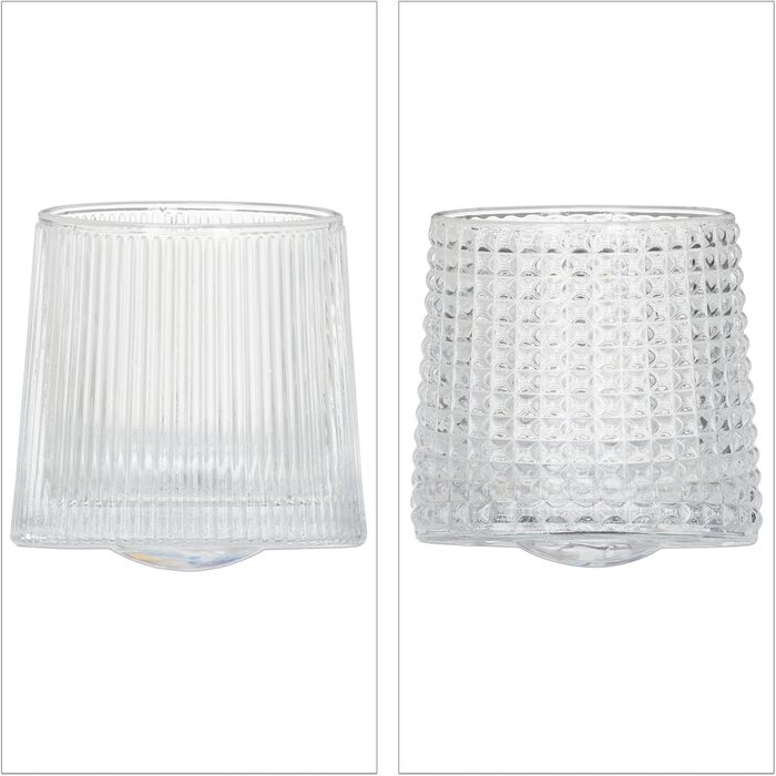 Набір склянок для віскі Relaxdays, 12 шт, 3 дизайни, 150 мл, Tumbler, склянки-похитувачі, прозорі