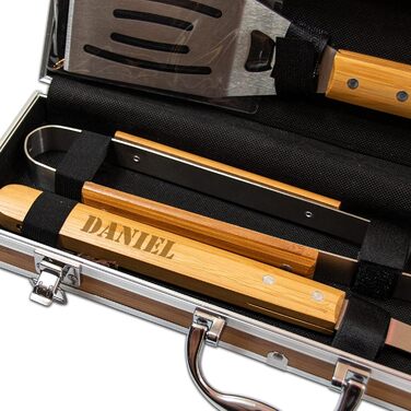 Набір для грилю BBQ з іменним гравіюванням - 3 частини - з кейсом для зберігання