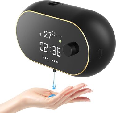 Automatic Soap Dispenser Wall Mount with Sensor No Touch Soap Dispenser, Electric Plastic Soap Dispenser for Bathroom, Kitchen, Office, Black