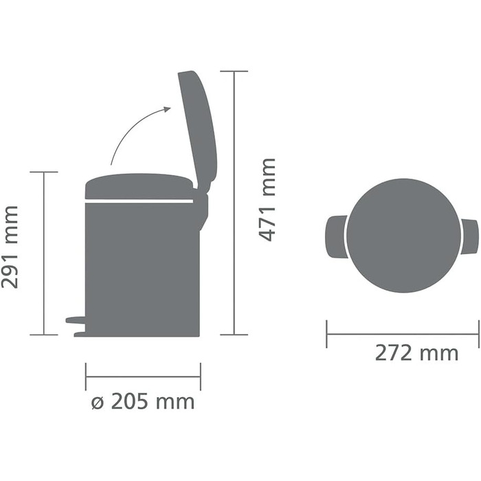 Відро Brabantia Treteimer 30L з внутрішнім відром, чорний матовий, 27x21x29 см