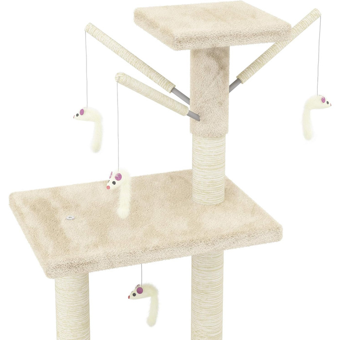 Дерев'яний кігтеточка для котів Beltom® Kratzbaum 140 см, ігровий комплекс, бежевий