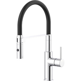 Кухонний змішувач Lenz NALU - матовий, з висувною лійкою, 2 режими, економія води, антижир, монтаж зверху, 46070422 (хром)